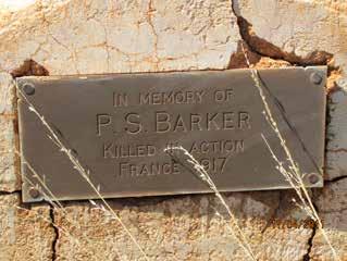 Memorial plaque for Paul Barker made by his cousin Herbert Barker located at Barramine in Western Australia.