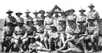 Manchester, Lt Bassett; Sitting (from left to right) Cpt Nesalame, Cpt Gibbs, Cpt