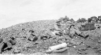 Exhausted troops after 4 days fighting which failed to take