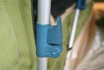 The tent settles in its basic shape. Our frame is fitted with Grip Lock pole fasteners.