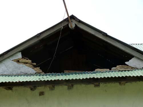 Due to the earthquake the building has been severely cracked and the roof damaged.