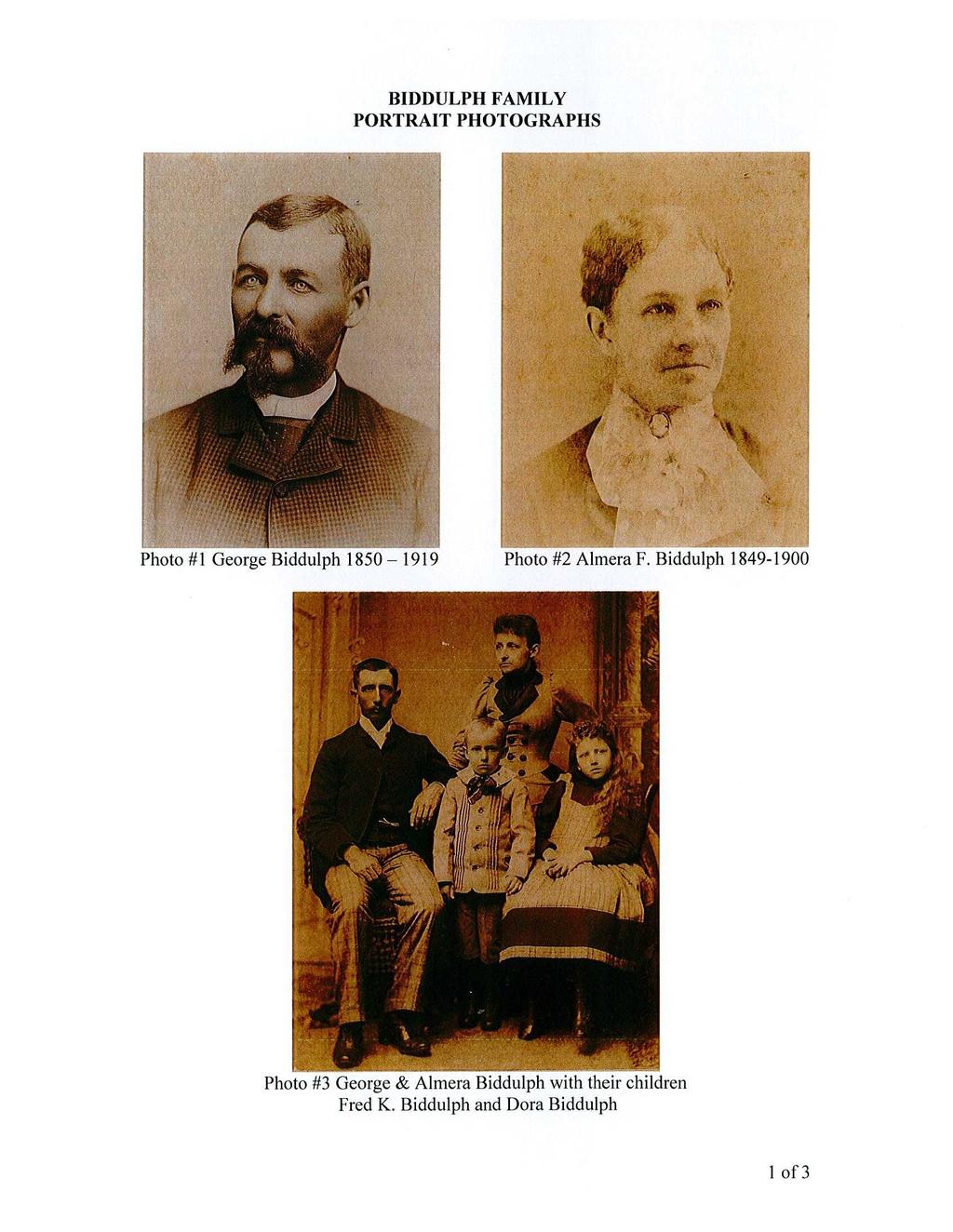 BIDDULPH FAMILY PORTRAIT PHOTOGRAPHS Photo #1 George Biddulph 1850 1919 Photo #2 Almera F.