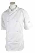 Unisex Chef Jacket Traditional Buttons Double-breasted with drop shoulder design Material: Black: 65/35 Poly Cotton Twill White: 60/40 Cotton Poly Twill 8 Traditional buttons Utility shoulder pocket