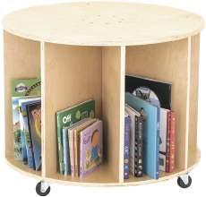 95 Stockholm Round Book Shelving 70cm (W) 70cm (D) 55cm (H) This round storage unit is perfect for books and resources. Includes 8 different sections, and features 4 lockable castors.