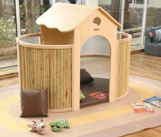 Play Spaces Natural Spaces - Bamboo Play House & Floor Mat Not available A beautiful bamboo and wood play space. Perfect for quiet time, reading or role-play.