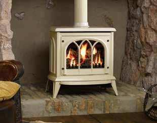 Its graceful lines and fine Gothic tracery window combined with the latest gas fire technology provide a superb focal point for your home.
