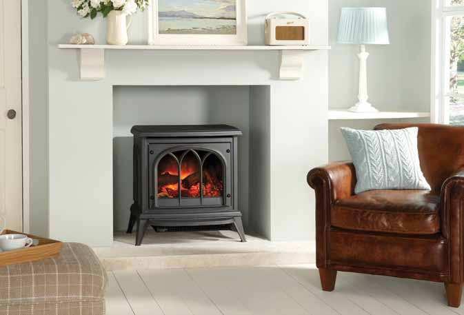 ELECTRIC STOVES - dimensions and options Model Overall dimensions (mm) Approx weight (kg) Log Fire Electric Marlborough - Matt Black only W H D Electric No flue req.