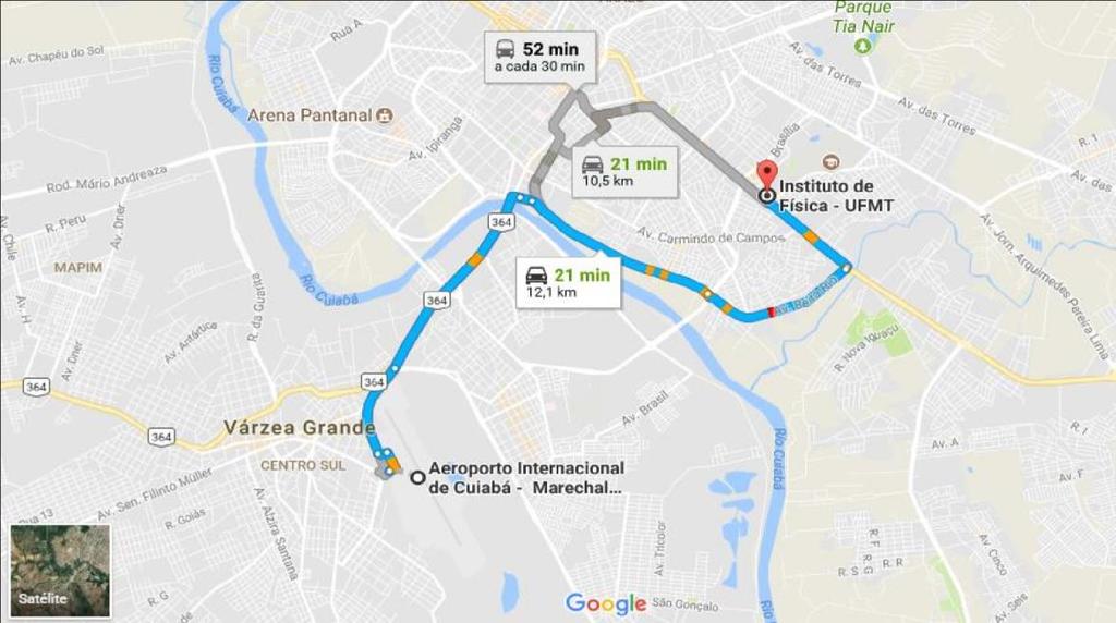 From Cuiabá International Airport to Hotel Gran Odara (the official hotel of the event), the journey takes about 20 minutes.