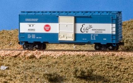 After talking with Bob Hochstetter I learned that the MP Eagle Merchandise Service box cars carried LCL traffic and only ran on home rails. Anyone need an N scale MP box car?