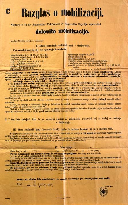 julij 1914 / Proclamation of mobilisation, 26th July 1914 SI_ZAP/0006, Zbirka Muzejskega društva 1605