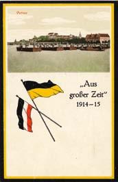 Propagandna razglednica Ptuja z napisom: Iz velikega časa 1914 1915 / Aus großer Zeit 1914 1915.