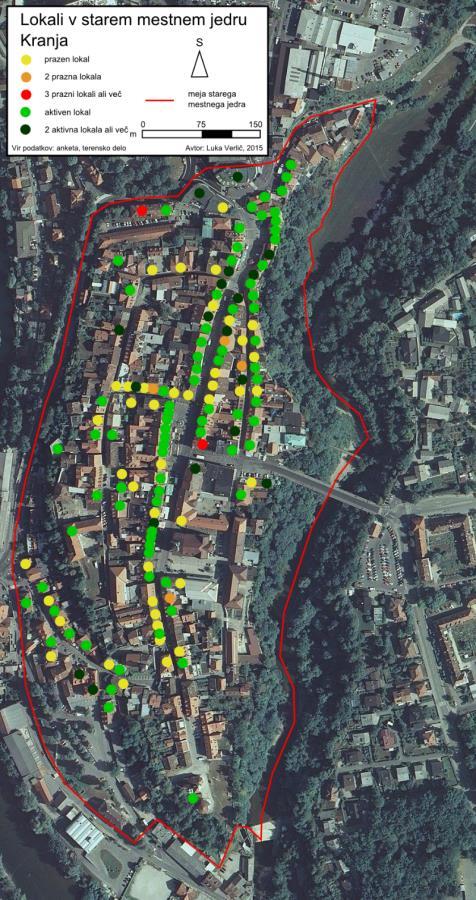FDO storitvene dejavnosti / podtip staro mestno jedro: revitalizacija starega mestnega jedra Kranja (Revitalizacija starega Kranja 2017) Mestno jedro Kranja je 15,38 ha