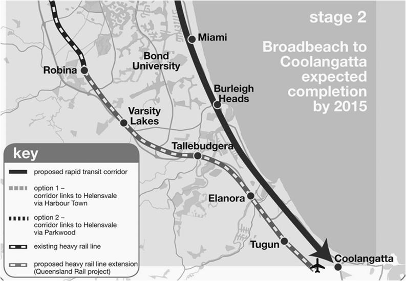 Support the implementation of a rapid bus transport system across Tweed Shire; Support the implementation of a rapid bus transport system across Support the extension of the Gold Coast light rail