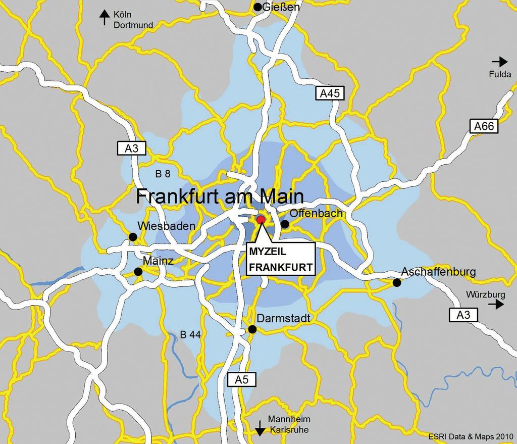 Accessibility / Catchment Area MyZeil is situated on Frankfurt's main shopping street Zeil and can