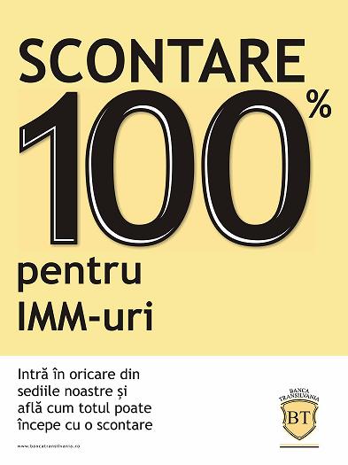 Credit pentru IMM-uri Scontare 100% Banca Transilvania va propune noi solutii de finantare pentru firma Dumneavoastra, lansand primul produs de scontare 100 % din Romania, destinat Intreprinderilor