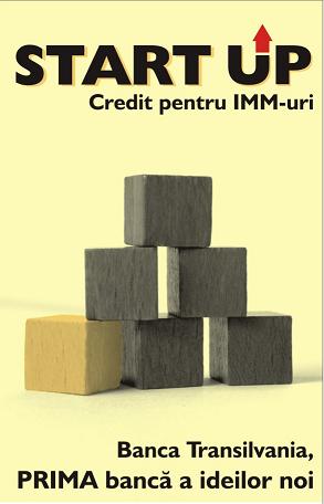 Credit pentru IMM-uri START UP Banca Transilvania, una din cele mai dinamice banci romanesti, a lansat primul credit bancar din Romania destinat inceperii unei afaceri.