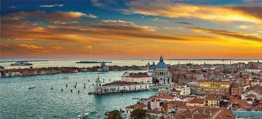 Venice where 117 islands are connected by a latticework of 150 canals and 400 bridges.