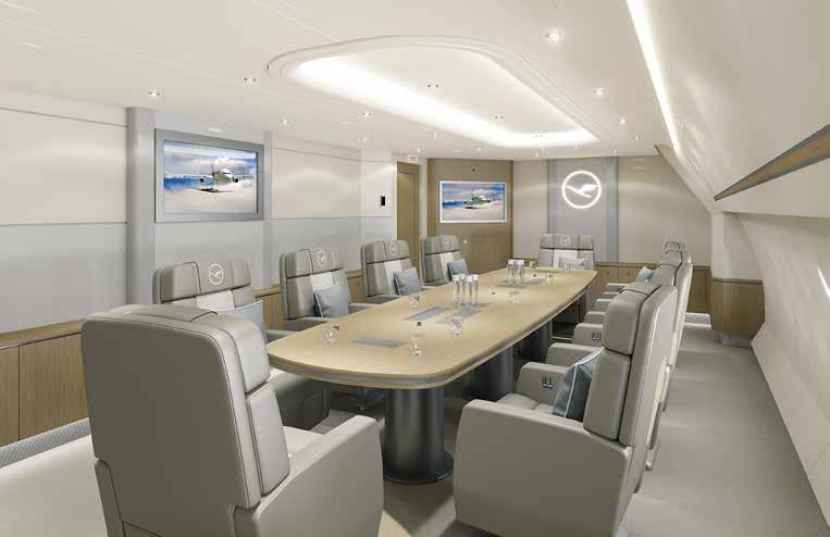 16 New Aircraft The State cabin concept is laid out as a flying seat of government.