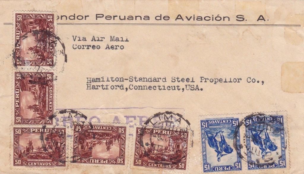 Fig. 3 Airmail letter from Lima to U.S.