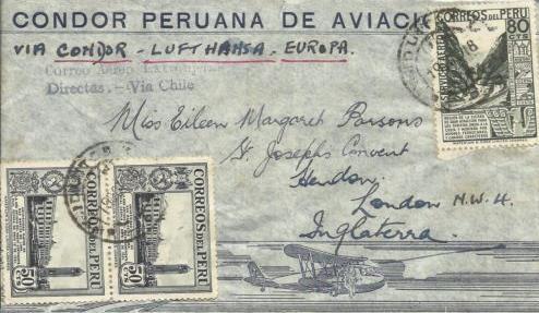 Fig. 5 Airmail letter from Iquitos to London, England, 19 October