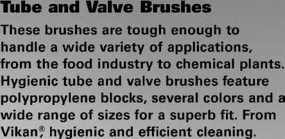 23 5350 53563 5352 53543 5381 5382 5383 5386 5387 5388 5375 5376 5378 5379 5370 Tube and Valve Brushes Model Bristle Type Dimensions (Bristle diameter x o/a length) Bristle Material Characteristics