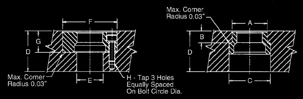 Note: Installed bushings should be approximately.012" below subplate surface. See reference below for installation of back mount style bushings.