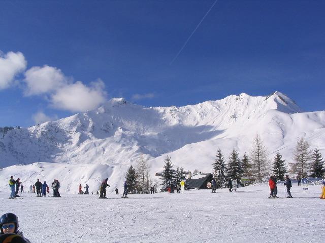 Praz de Lys is 5,000 feet above sea level and faces the entire chain of Mont Blanc.