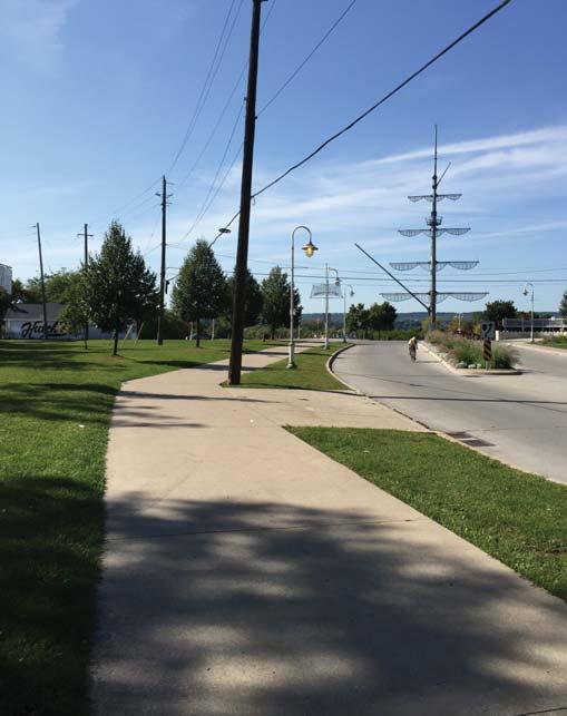 Where boulevard trails are implemented on one or both sides of a road, it is reasonable to assume that they can perform the same function as the sidewalk, therefore it is not recommended to install