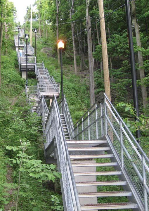 2.9.5 Switchbacks and Stairs In many situations throughout the system, access is required to connect trail areas separated vertically by topography.