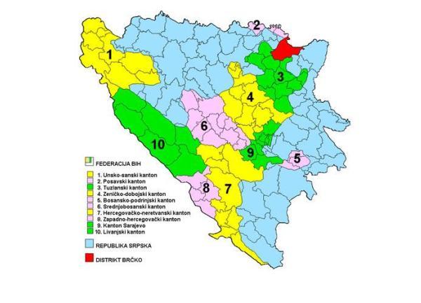 Слика 11. Кантони (жупаније) Федерације Босне и Херцеговине Извор: http://www.bh-index.