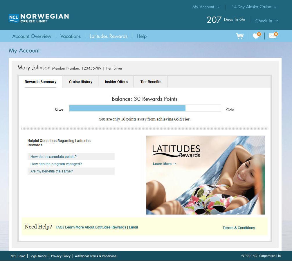 LATITUDES REWARDS WEBSITE Now you can keep track of your Latitudes Rewards account at My NCL.