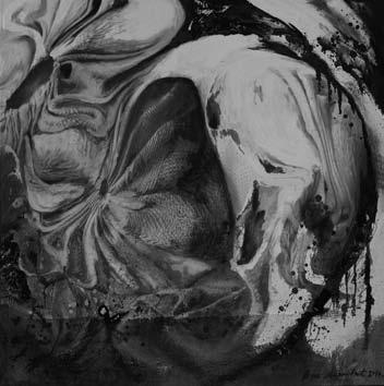 Транспоновање флоре у ликовне форме 563 Слика 2: Tulipa gesneriana - Црна лала, комбинована техника, 105x105 цм. вол страха, креативности и сенке. 23 Црна је, за мене, клијање у мраку.