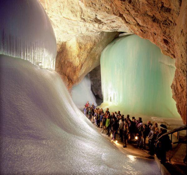 Eisriesenwelt Werfen: The world's largest ice cave is situated in high elevation above Werfen and fascinates thousands of visitors in the summer months with its bizarre ice sculptures.
