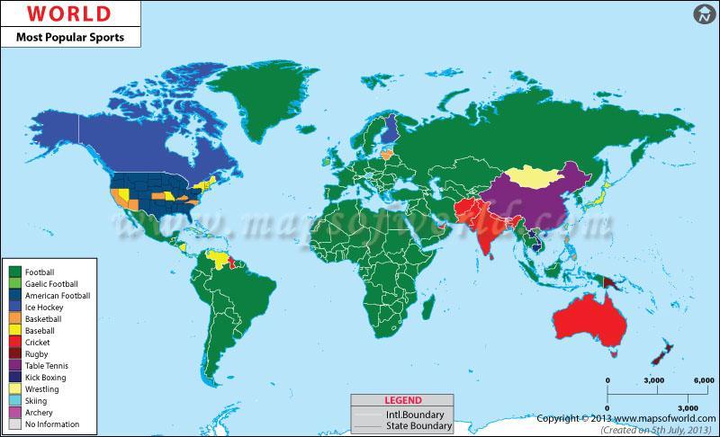 Slika 1. Najpopularniji sportovi u svijetu Izvor: http://www.mapsofworld.com/thematic-maps/most-popular-sports.html (10.9.