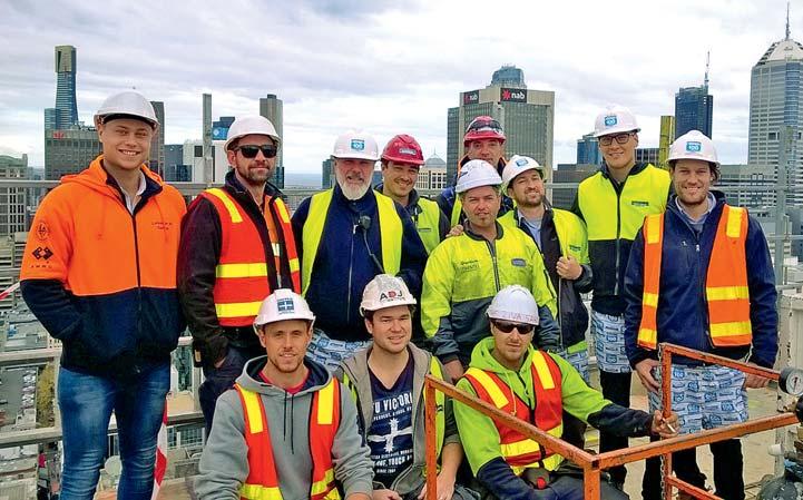Carlson celebration HUTCHIES Melbourne team celebrated the near completion of the Carlson apartments with a visit to the top of the core at level 36.