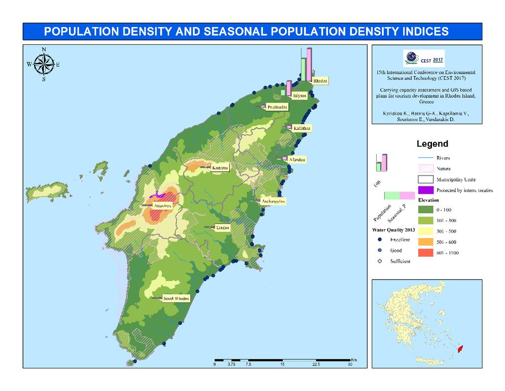 Figure 1. Population Density and Seasonal Population Density Indices At Figure 2, indices of tourism operation and bed per acres are presented.