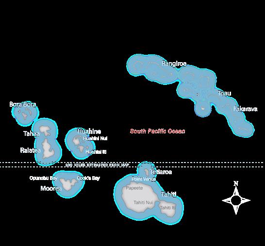 Comprised of five archipelagos - the Society, Marquesas, Tuamotu, Austral and Gambier islands - French Polynesia covers a 2 million square mile area in the