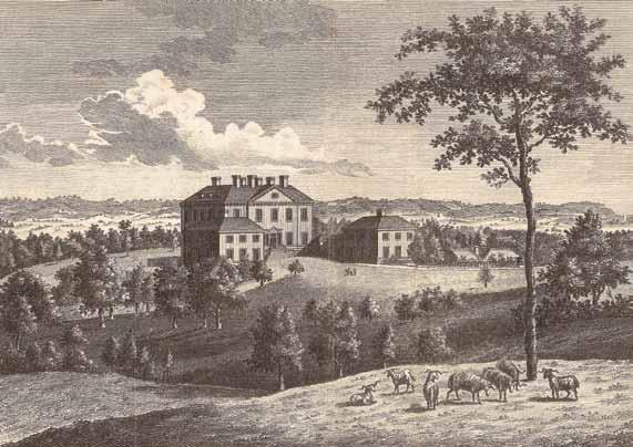 53 Montreal House. An early 19th-century print of the great house of the Amhersts. The house was built on the hilltop above the fish ponds, using stone from the recently demolished Brook Place.