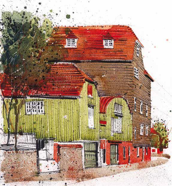 92 A modern watercolour of Greatness Mill, by Roger FitzGerald.