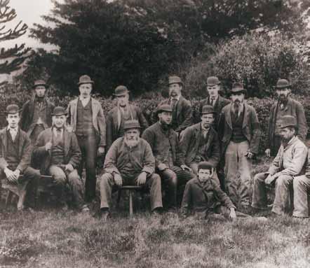 96 Workers on the Wildernesse estate, c.1890s. Bowler-hats and waistcoats for work, the dress of the men depicted the hierarchy of the staff who maintained the gardens and estate of Charles Mills.