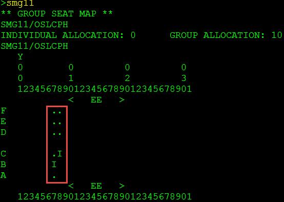 SMG11 It is also possible to specify the area where you want to block a space (check seat map for availability first) STNG/4A-5D Blocking the seats 4A-F+5A-D on all flights in the PNR STNG/4A-5D