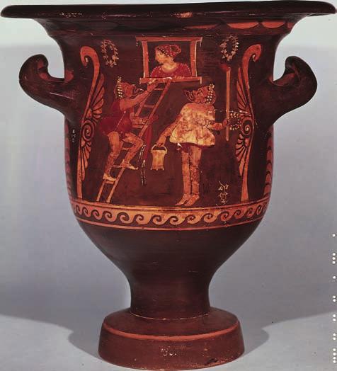 THE PERFECTION OF THE TRADITION: THE GLORY OF HELLENIC GREECE 75 Theater: Comedy Figure 3.11 Detail, Scene from a Comedy. Mid fourth century B.C.E. Ht. of vase 15 2 3. British Museum.