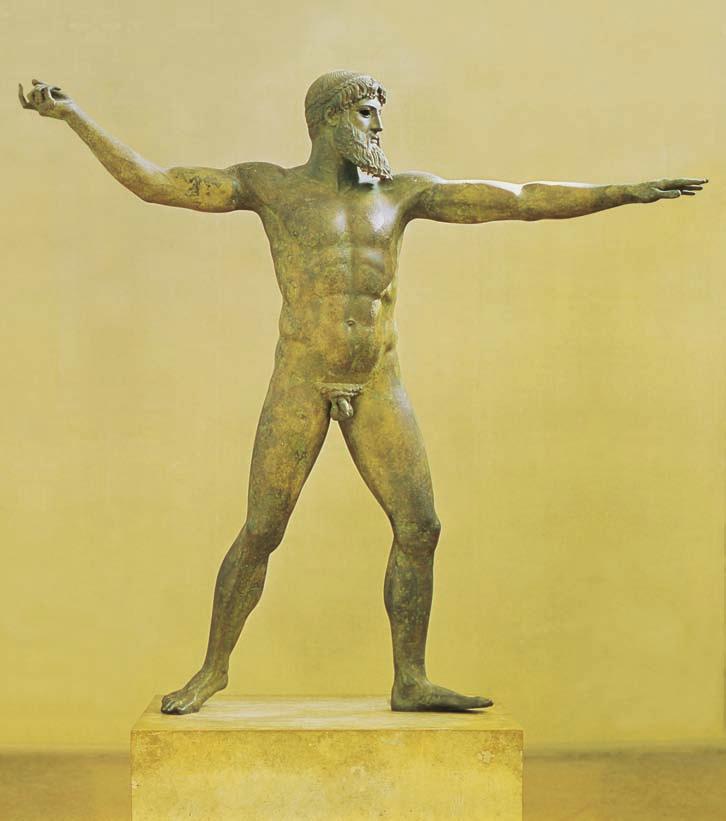 THE PERFECTION OF THE TRADITION: THE GLORY OF HELLENIC GREECE 87 Figure 3.21 Poseidon (or Zeus). Ca. 460 450 B.C.E. Bronze, ht. 6 10. National Museum, Athens.