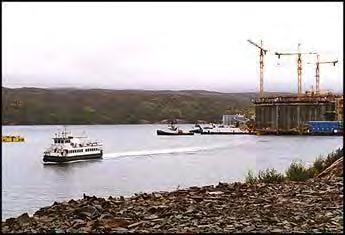 Ferry taking workers to the Hibernia oil rig during its construction at Bull Arm (C. Coish) We go on to Freshwater, Jerseyside and Placentia. The town of Placentia is on a flat stretch of beach.