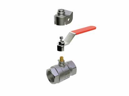 Remove the handle from the valve, when you want to have a lockable valve. 3. Place and lock the locking device either on the open or on the shut-off valve.