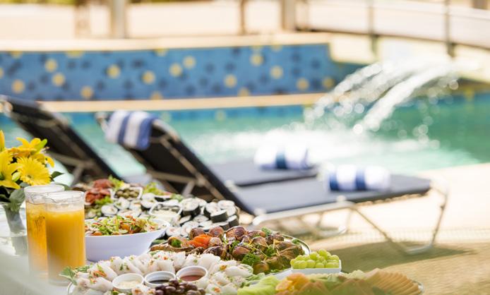 Delegates can also enjoy leisure facilities such as a heated outdoor lagoon pool, exercise room, sauna, barbeques and shaded secure parking.