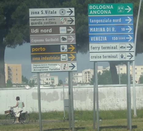 and update of direction signs outside the passenger terminal of Porto Corsini and Ravenna Port (municipal, provincial