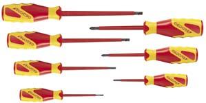 578 579 VDE 2170-2160 PH-077 VDE Screwdriver set VDE 4616 Voltage tester 1000 V 7 pieces two-pole with LED display Packed in environmentally-friendly cardboard box For slotted and cross-head screws