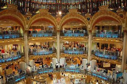 2.1 KM, 20 minutes by transit 12:15 Galeries Lafayette Rating: Shopping Visit Time: 1 hour Galeries Lafayette (Paris) began as a men s clothing and accessory store in 1893 and has become a 10-story
