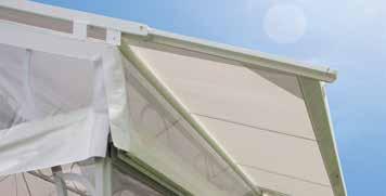 The lateral guide system offers an extension up to 1m25 over the front of your conservatory. The specially designed cassette casing prevents leaves and dirt from getting rolled up in the fabric.